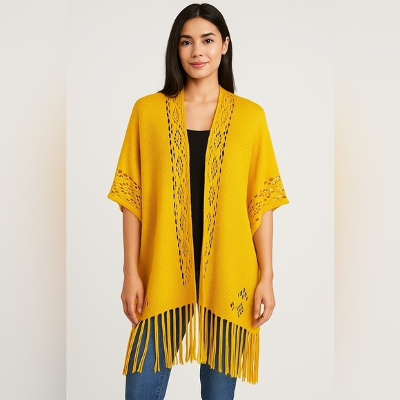 Antthony Sweaters - Anthony Original Mustard Yellow Knit Kimono Cardigan